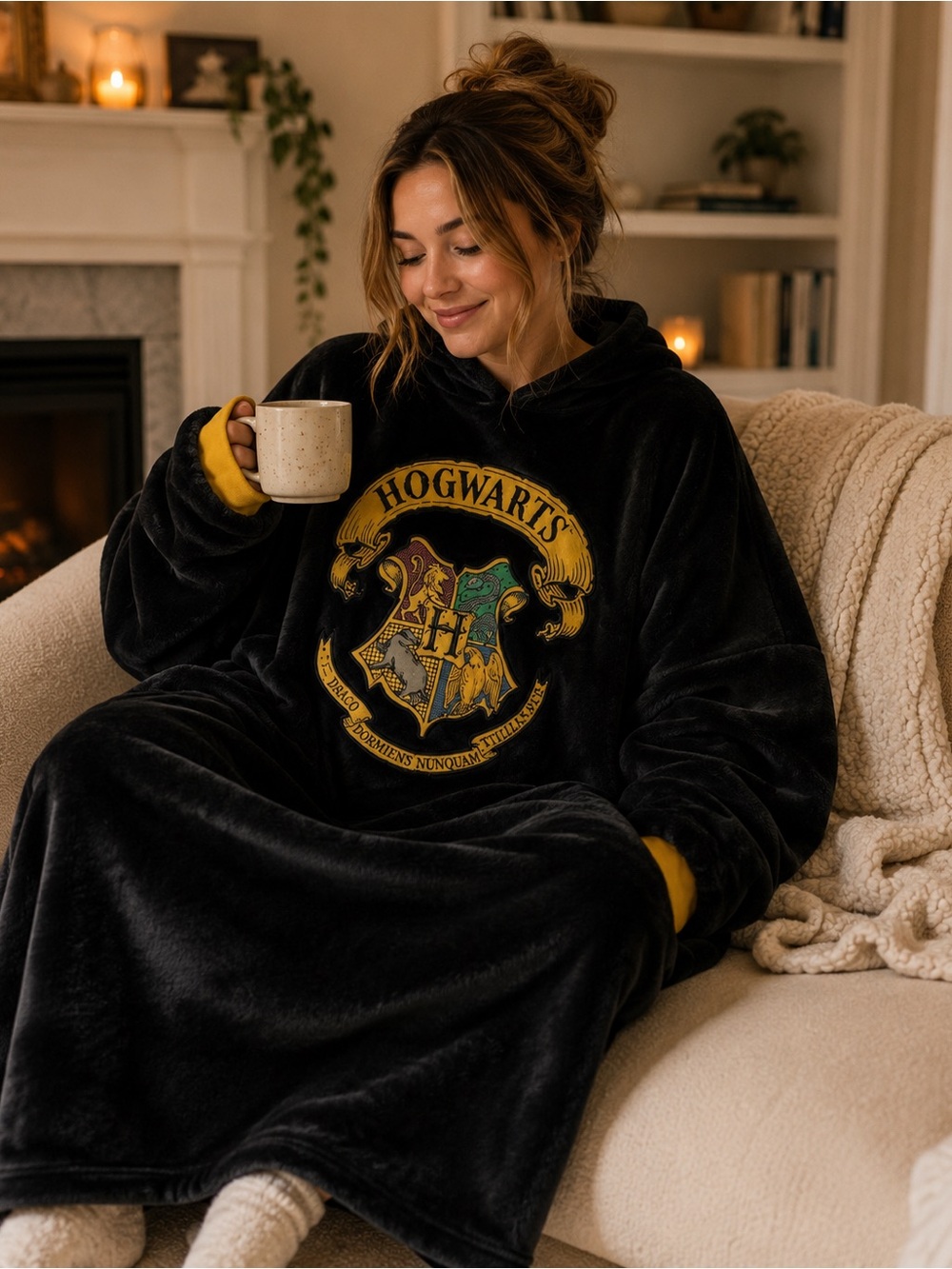 Harry Potter Hogwarts Plush Wearable Blanket Hoodie O/S Oversized Cozy Pockets